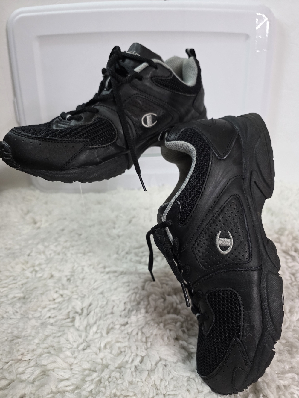 Champion Men's Black Athletic Trainers with Gray Accents